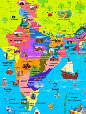 104 Pieces Map of India Jigsaw Puzzle - Educational Puzzle For Kids 6+