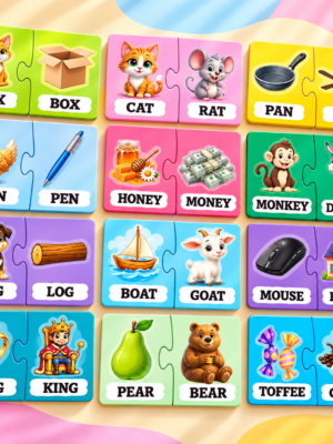 Rhyming Words Puzzle For Kids - Educational Puzzle For Kids 21 Puzzle Pcs Ages 5+