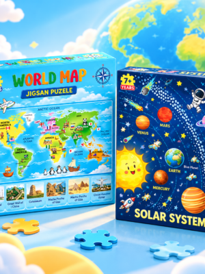 Puzzle Combo World Map and Solar System / Puzzle For Kids - Educational Puzzle For Kids - 48 Puzzle Pcs